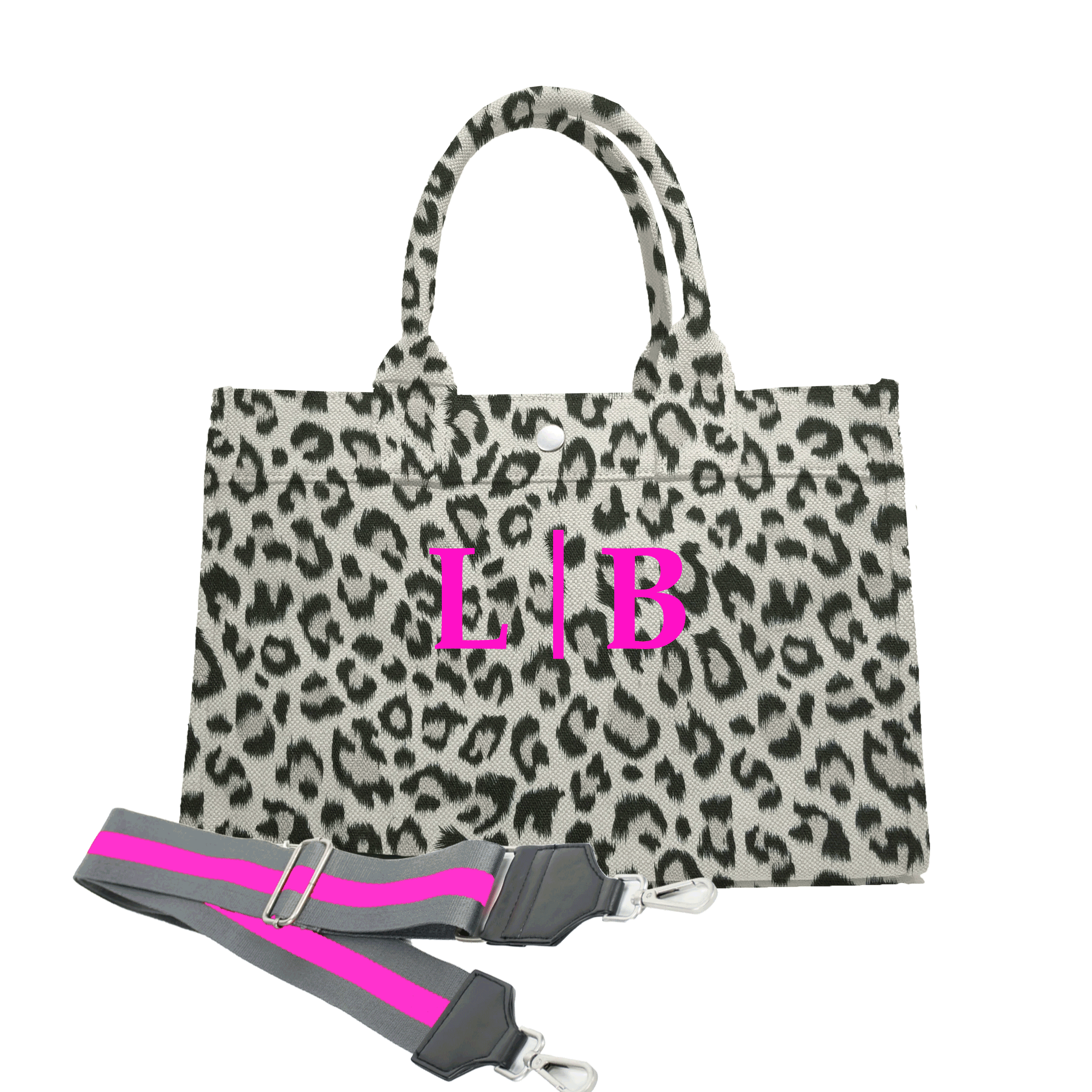 Split Letter Monogram Midi East West Bag: Leopard - Quilted Koala