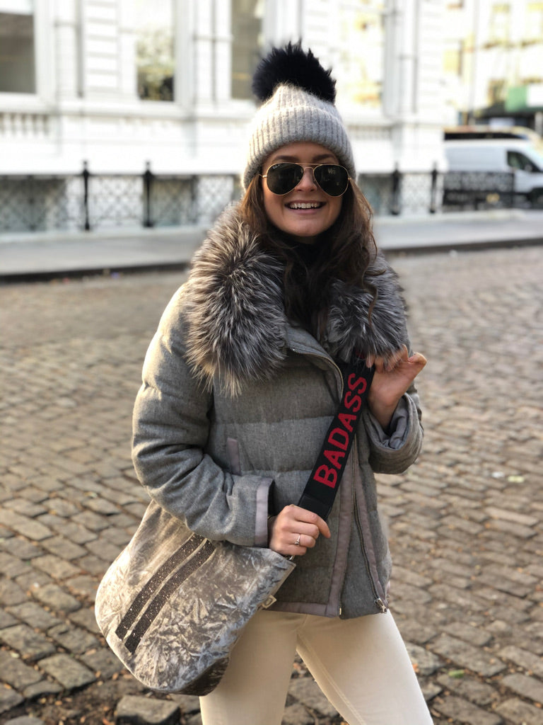 City Bag: Grey Velvet - Quilted Koala