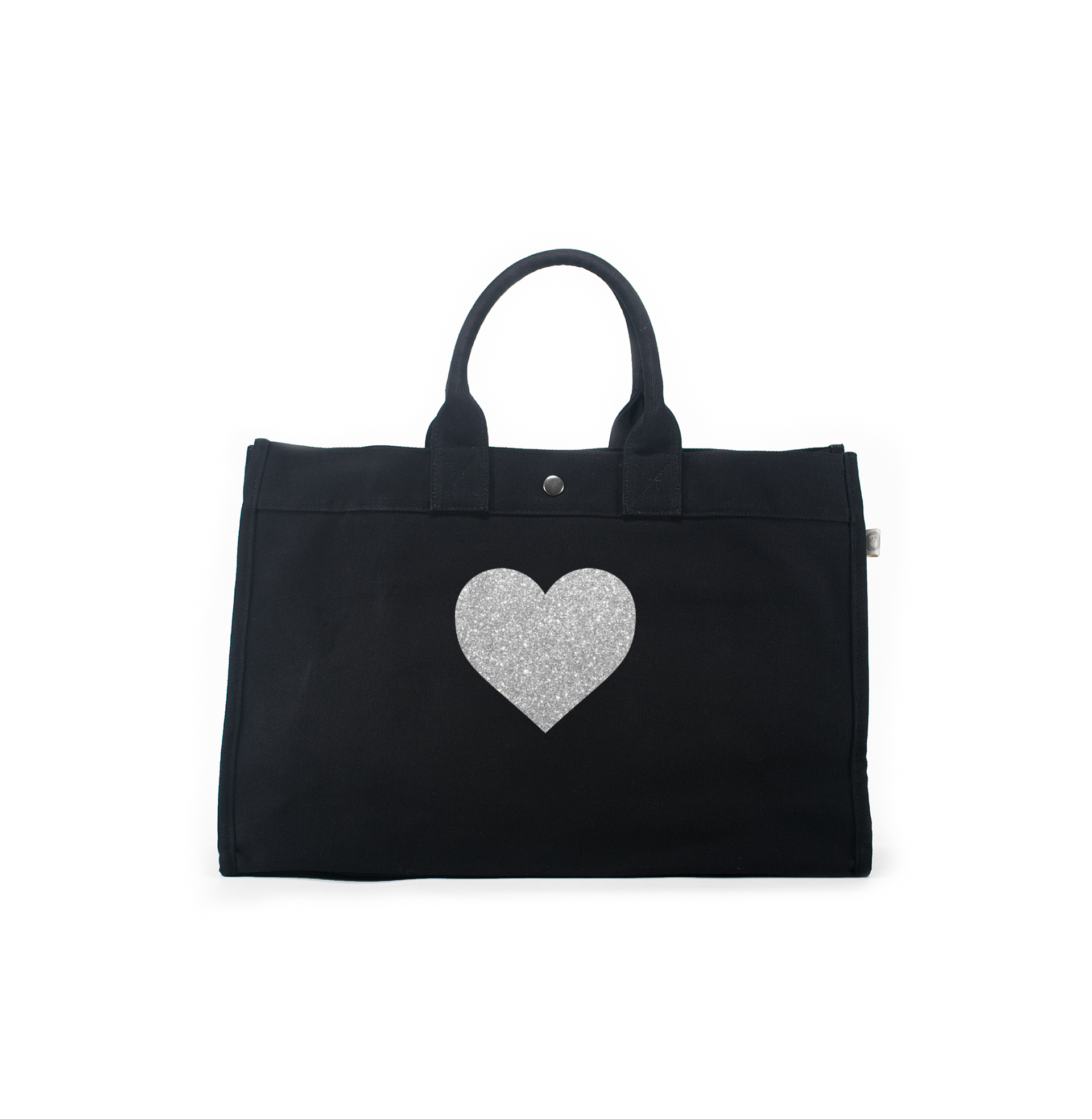 LOVE Collection: East-West Bag Black with Silver Glitter Heart - Quilted Koala