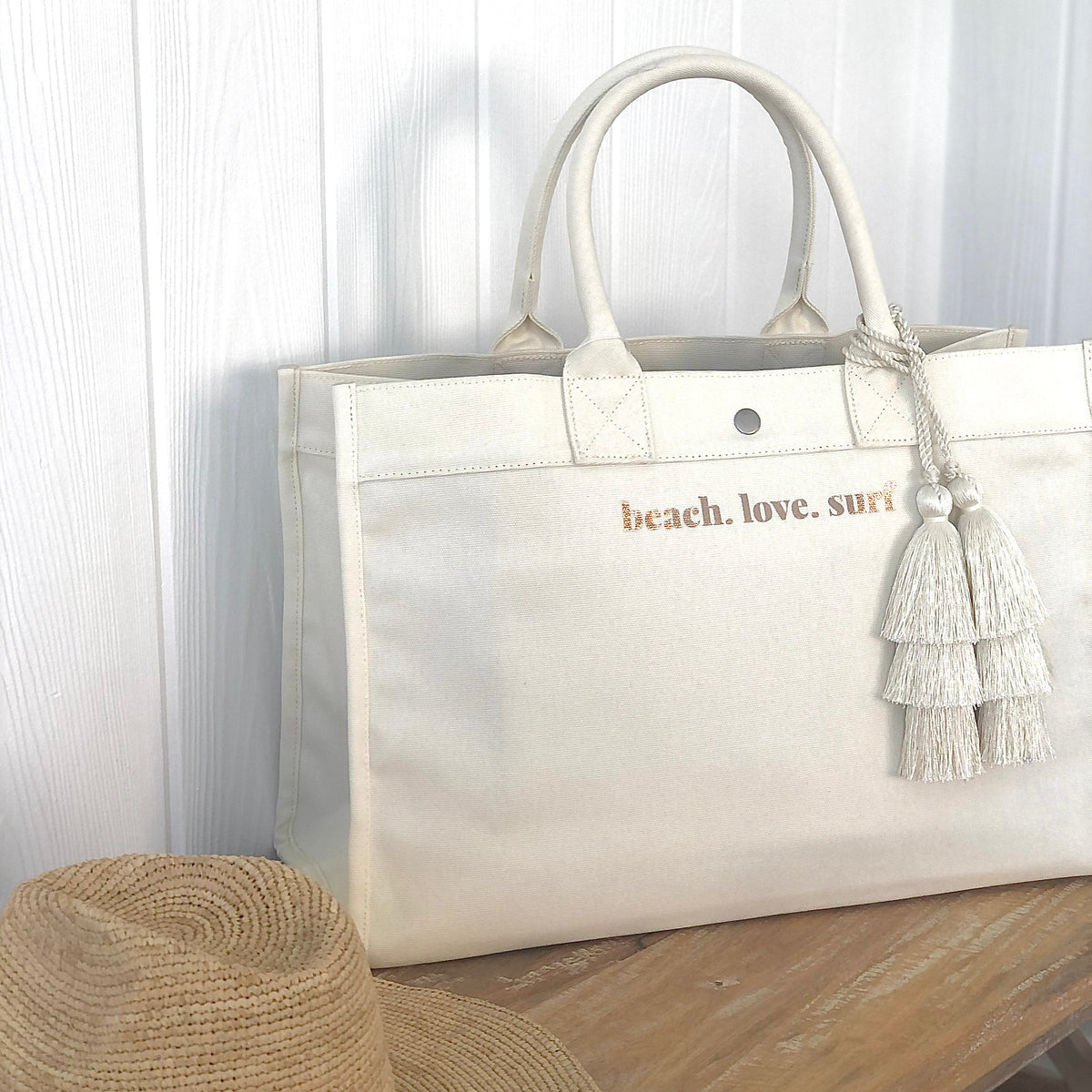 East West Bag: Natural with Rose Gold BEACH LOVE SURF  display picture 1