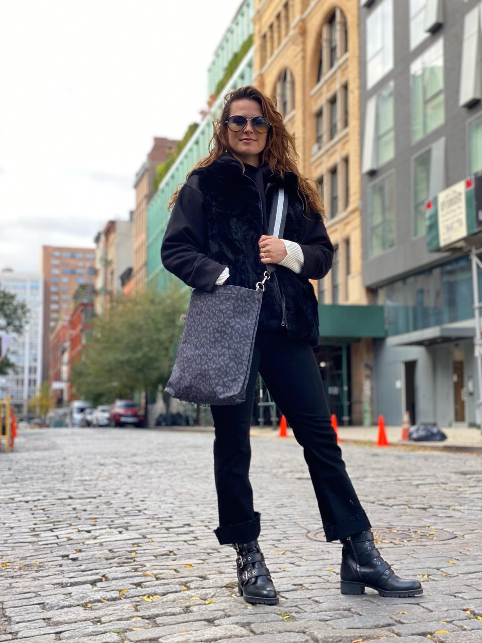 Town Crossbody Bag: Black Leopard Coated Canvas BACK IN STOCK! - Quilted Koala