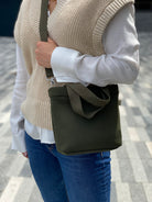 Koala Go! Midi Town Crossbody Bag: Olive Neoprene - Quilted Koala
