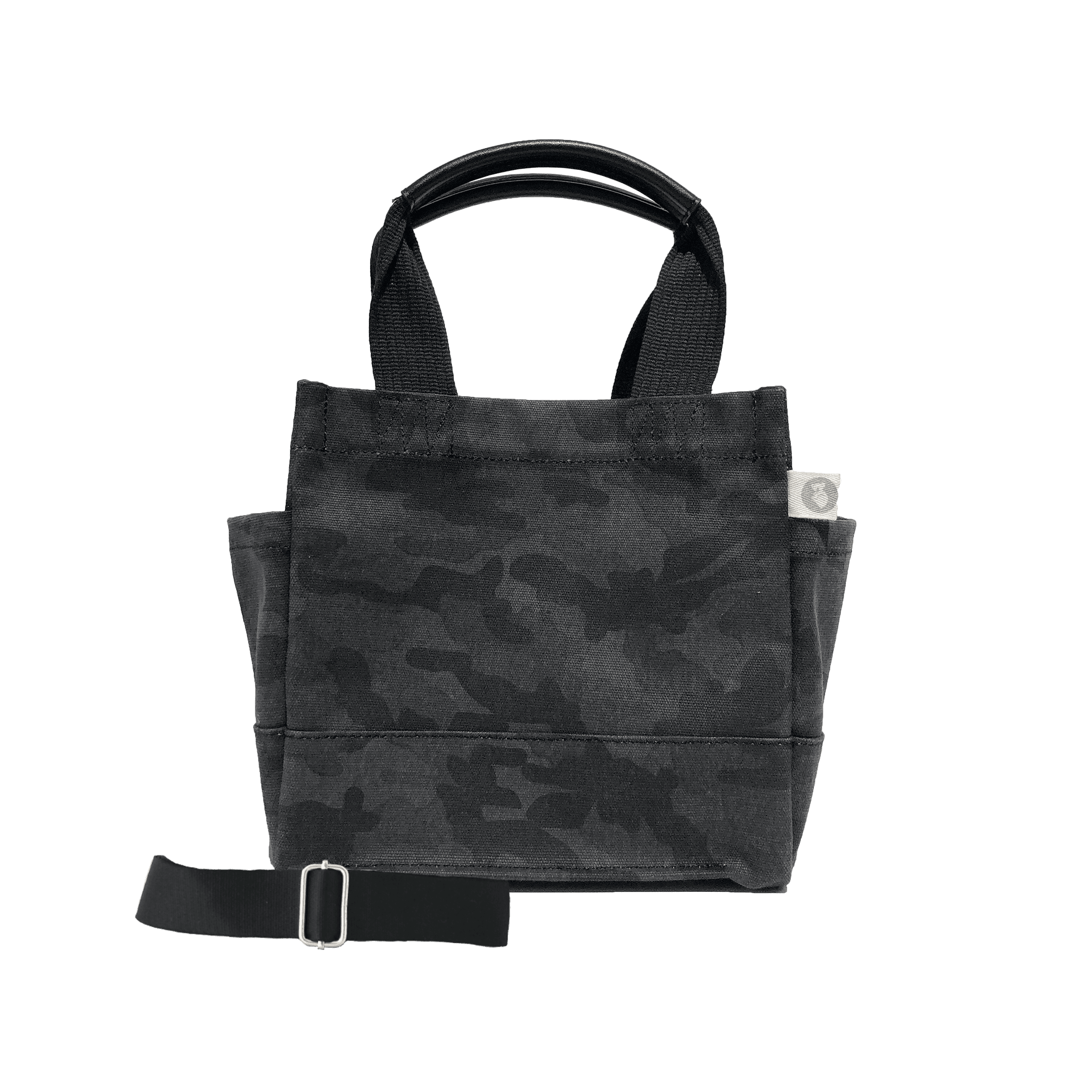 Mini Luxe North South Bag: Black Camouflage with Color Stripes - Quilted Koala