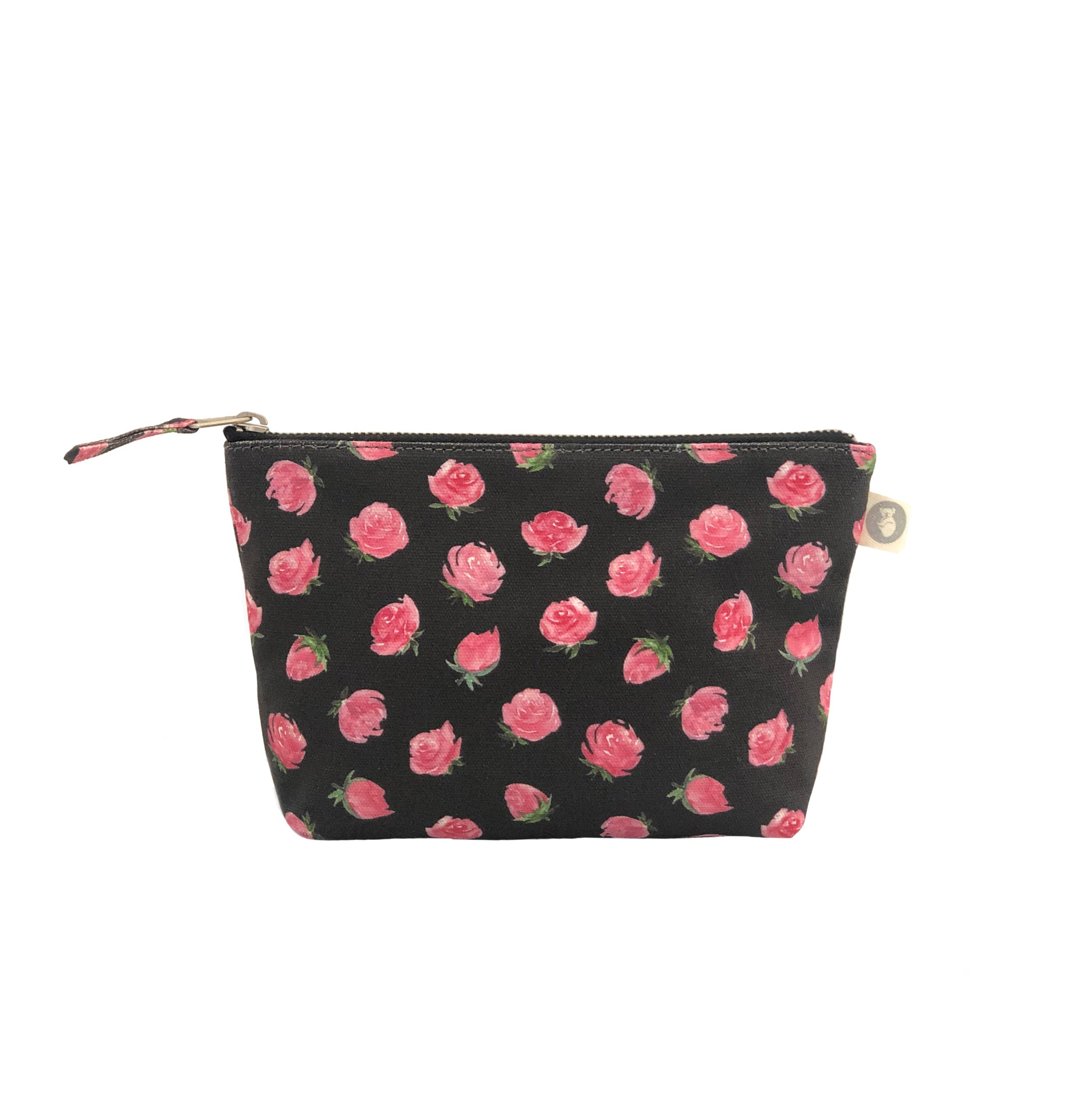 Makeup Bag- Black Floral - Quilted Koala