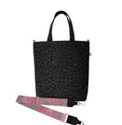 Monogram Stripe - Town Crossbody Bag: Black Leopard Coated Canvas - Quilted Koala
