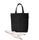 Monogram Stripe - Town Crossbody Bag: Black Leopard Coated Canvas - Quilted Koala