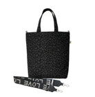 Monogram Stripe - Town Crossbody Bag: Black Leopard Coated Canvas - Quilted Koala