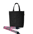 Monogram Stripe - Town Crossbody Bag: Black Leopard Coated Canvas - Quilted Koala