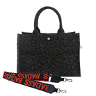 Monogram Stripe: Midi East West Bag- Black Leopard - Quilted Koala