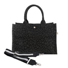Monogram Stripe: Midi East West Bag- Black Leopard - Quilted Koala