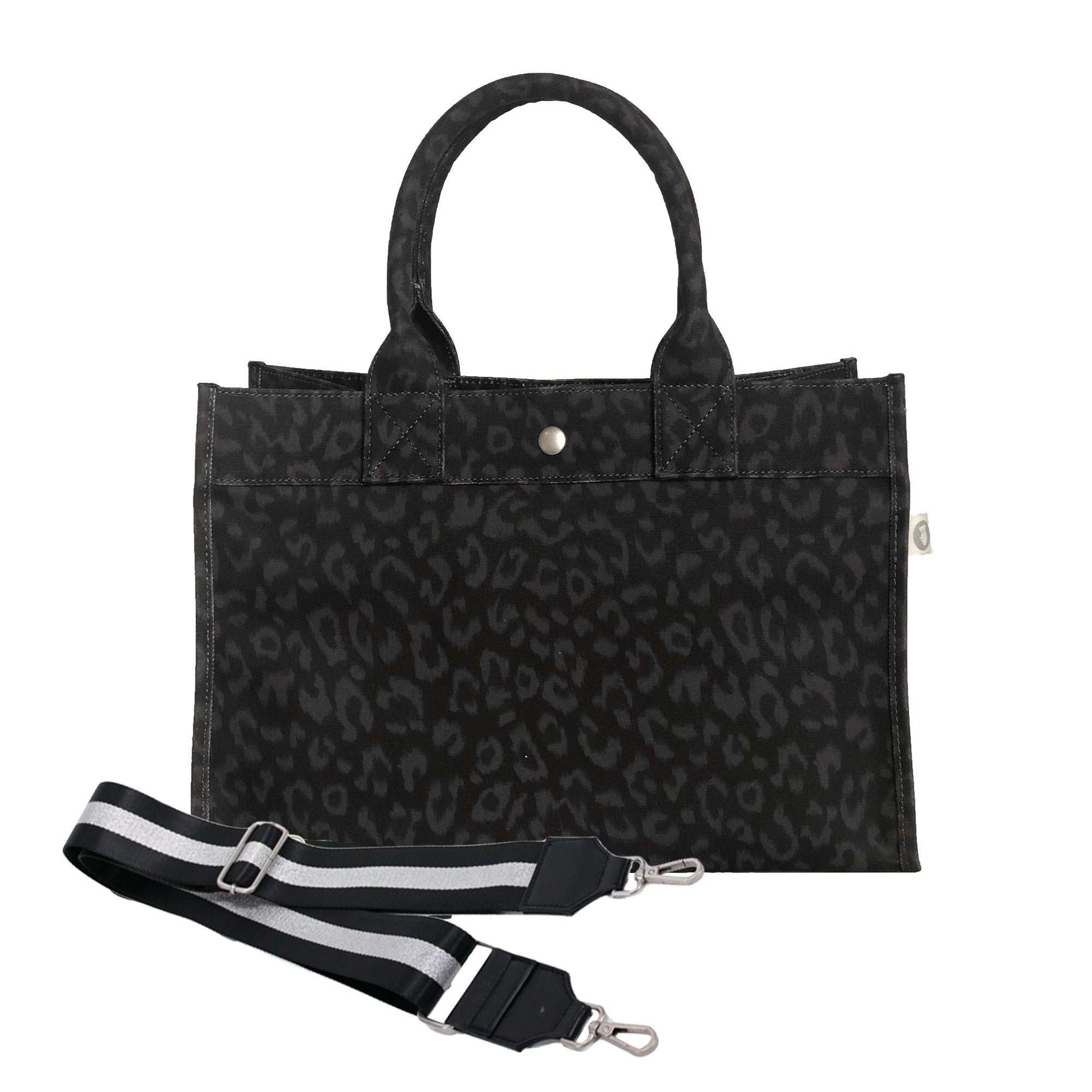 Monogram Stripe: Midi East West Bag- Black Leopard - Quilted Koala