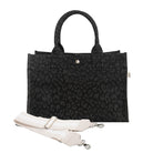 Monogram Stripe: Midi East West Bag- Black Leopard - Quilted Koala