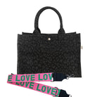Monogram Stripe: Midi East West Bag- Black Leopard - Quilted Koala