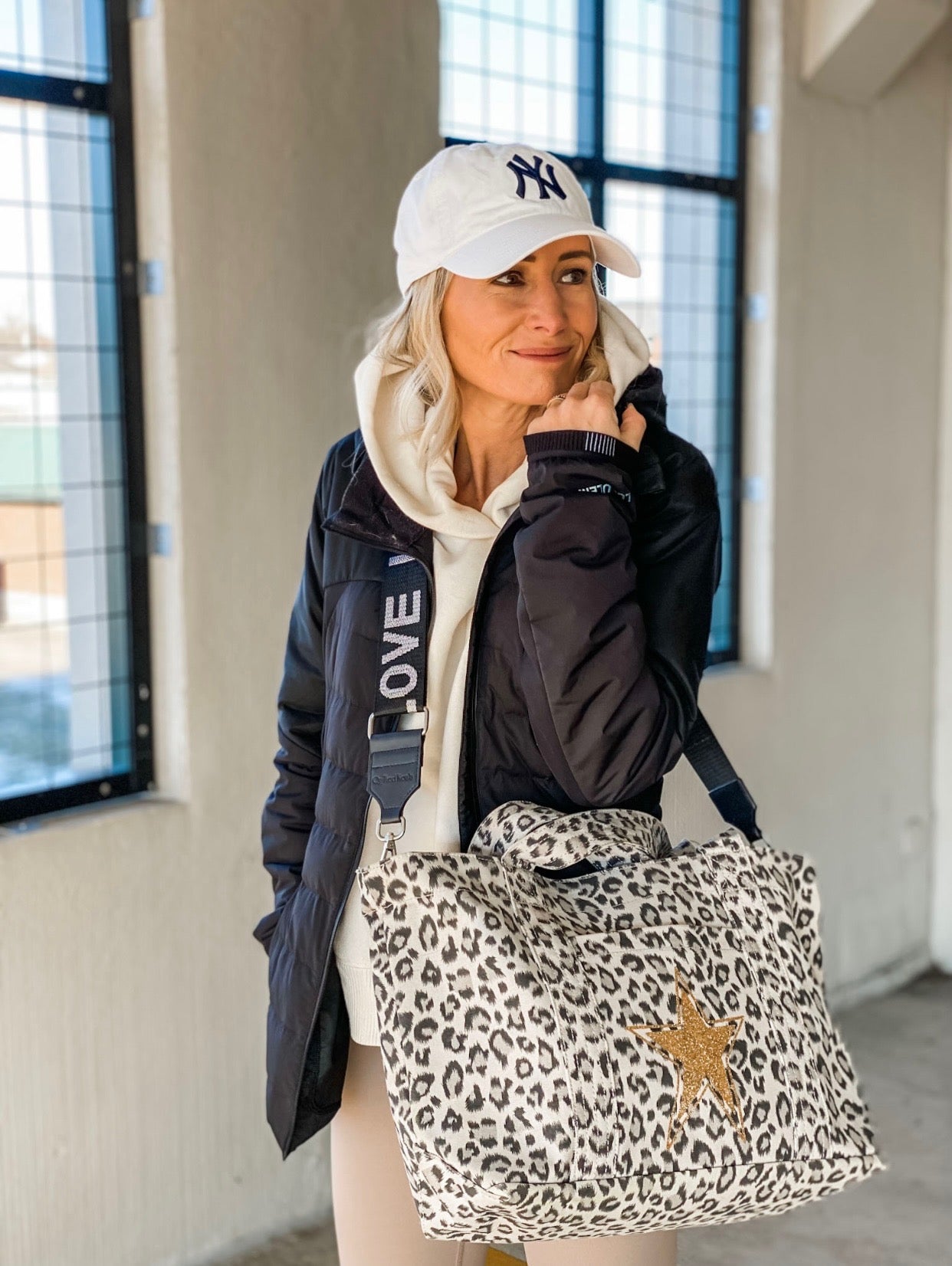 Midi Zipper Tote: Leopard - Quilted Koala