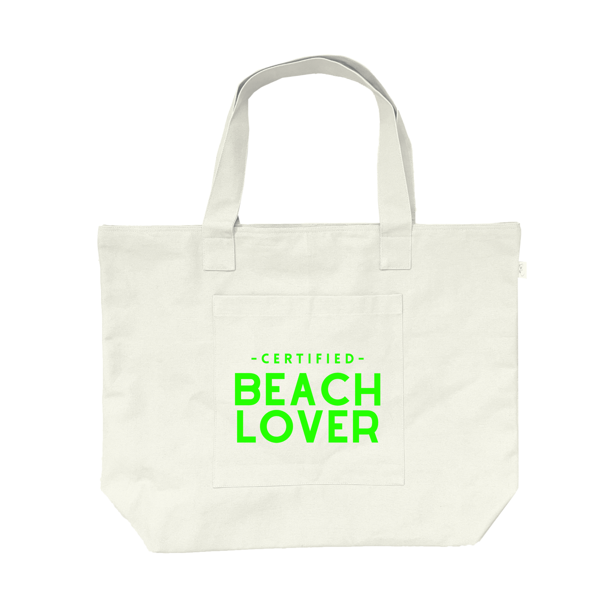 Everything Bag Natural with Neon Green Certified Beach Lover - Quilted Koala