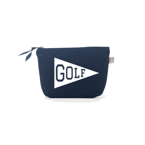 Makeup Bag Navy with White Matte Golf Flag - Quilted Koala