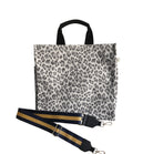 Monogram Stripe: Luxe North South Bag- Grey Leopard - Quilted Koala