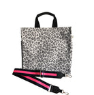 Monogram Stripe: Luxe North South Bag- Grey Leopard - Quilted Koala
