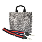 Monogram Stripe: Luxe North South Bag- Grey Leopard - Quilted Koala