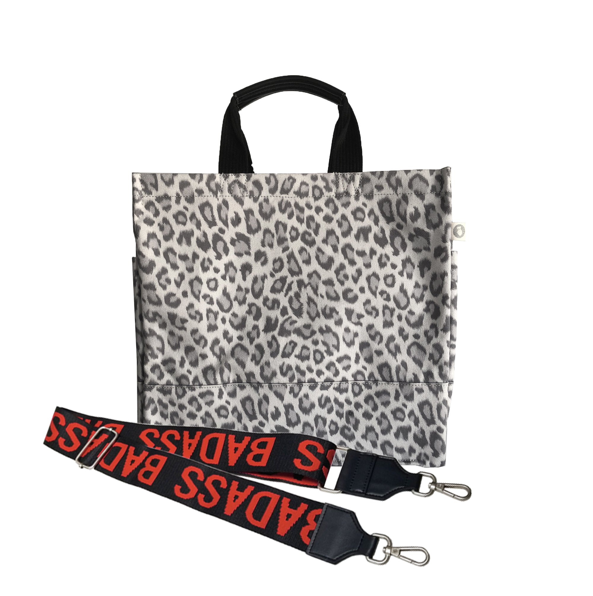 Monogram Stripe: Luxe North South Bag- Grey Leopard - Quilted Koala