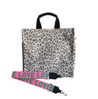 Monogram Stripe: Luxe North South Bag- Grey Leopard - Quilted Koala