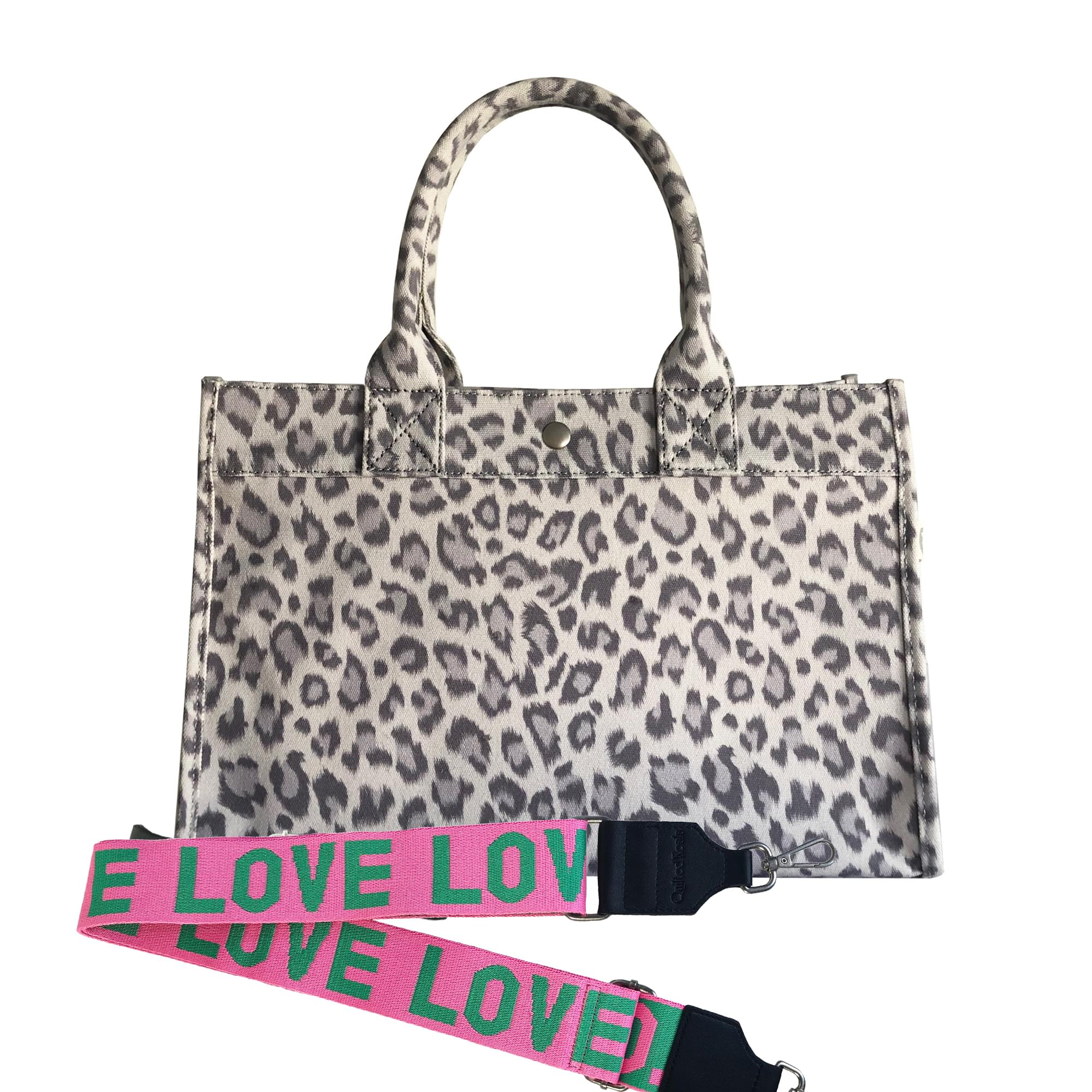 Monogram Stripe: Midi East West Bag- Grey Leopard - Quilted Koala