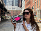 Makeup Bag: Leopard with Neon Pink Matte Lips - Quilted Koala