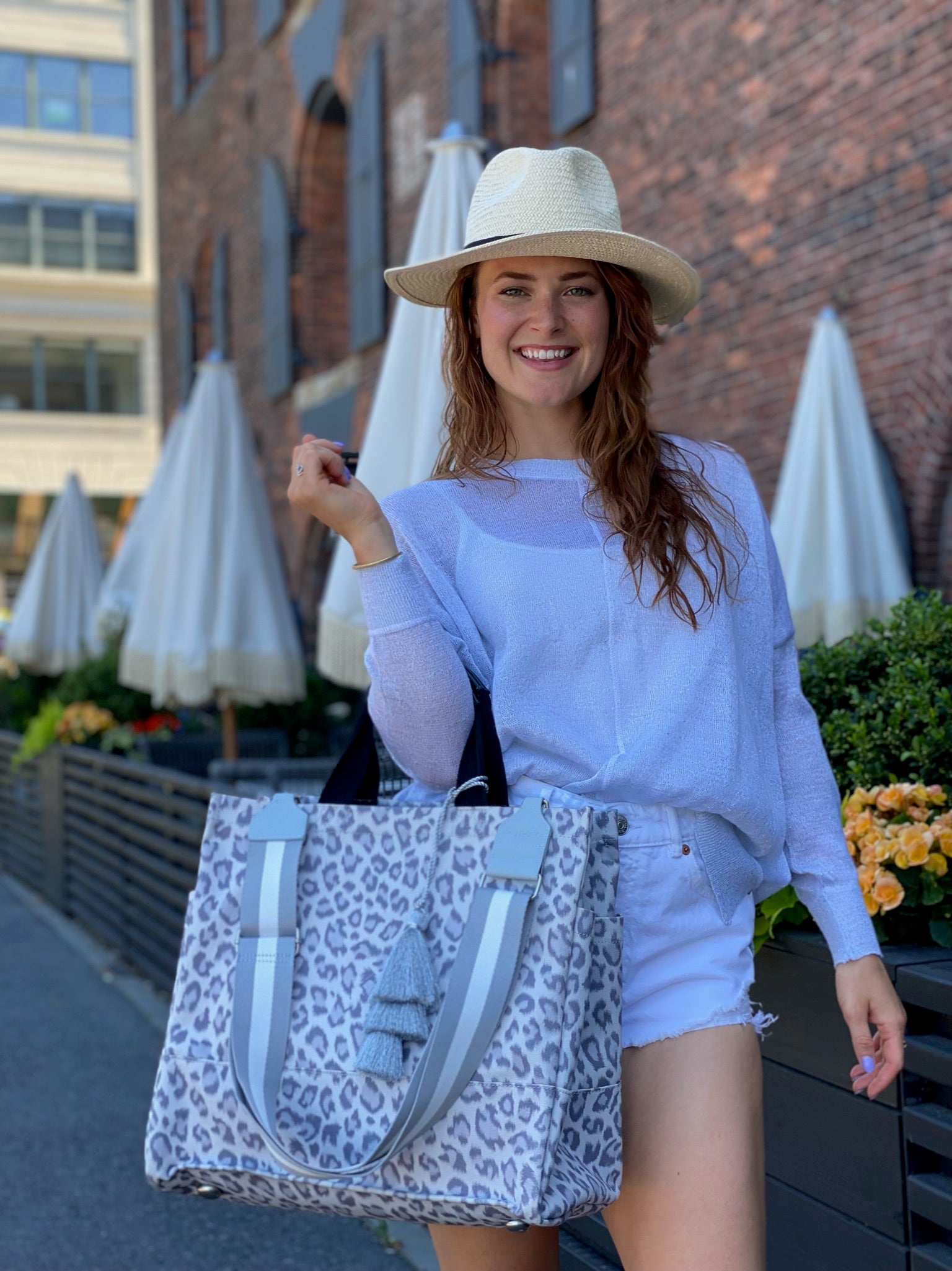 Luxe North South Bag: Grey Leopard - Quilted Koala