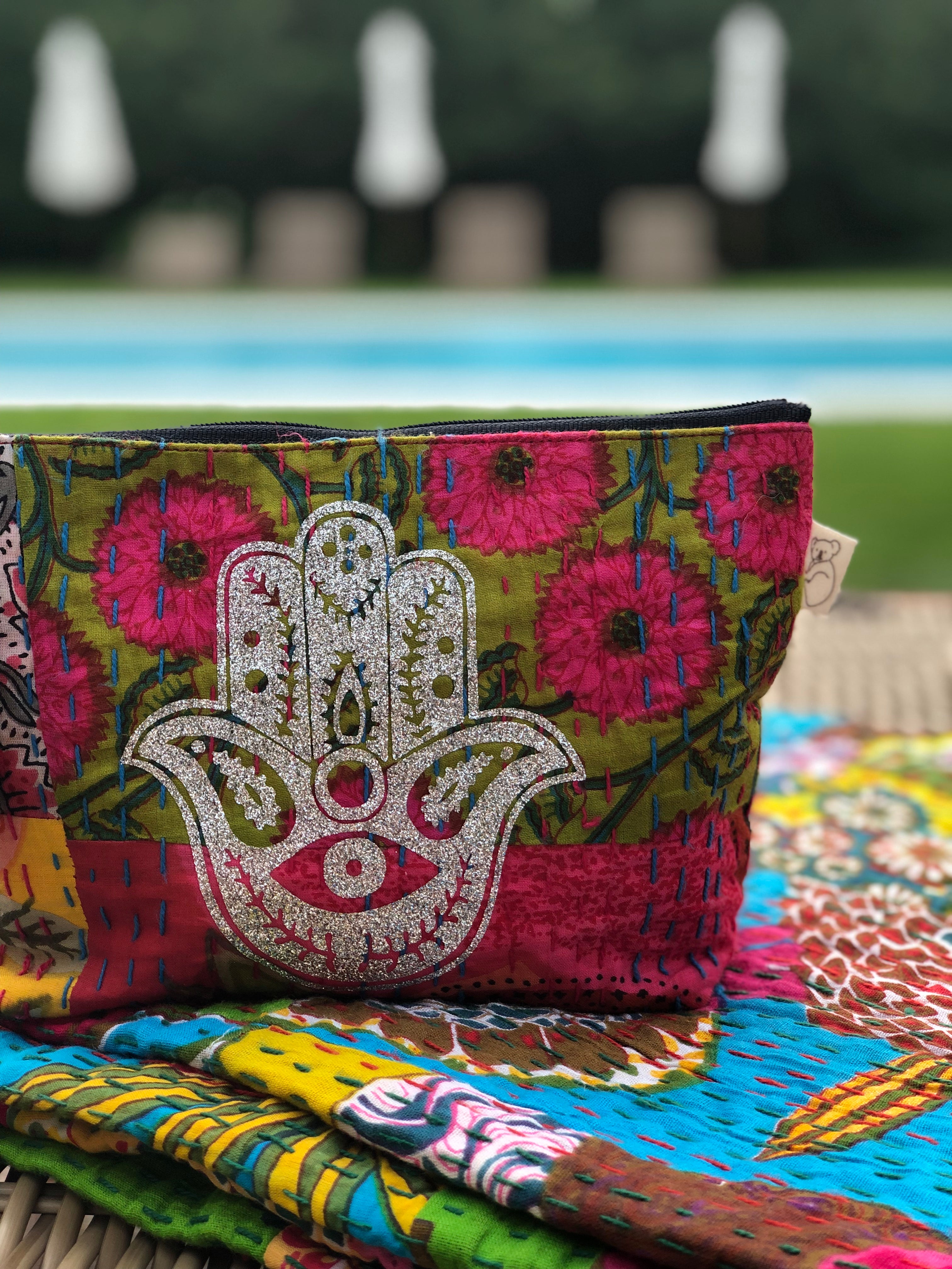 Koala Boho Collection: Makeup Bag in Bright Multi - Quilted Koala