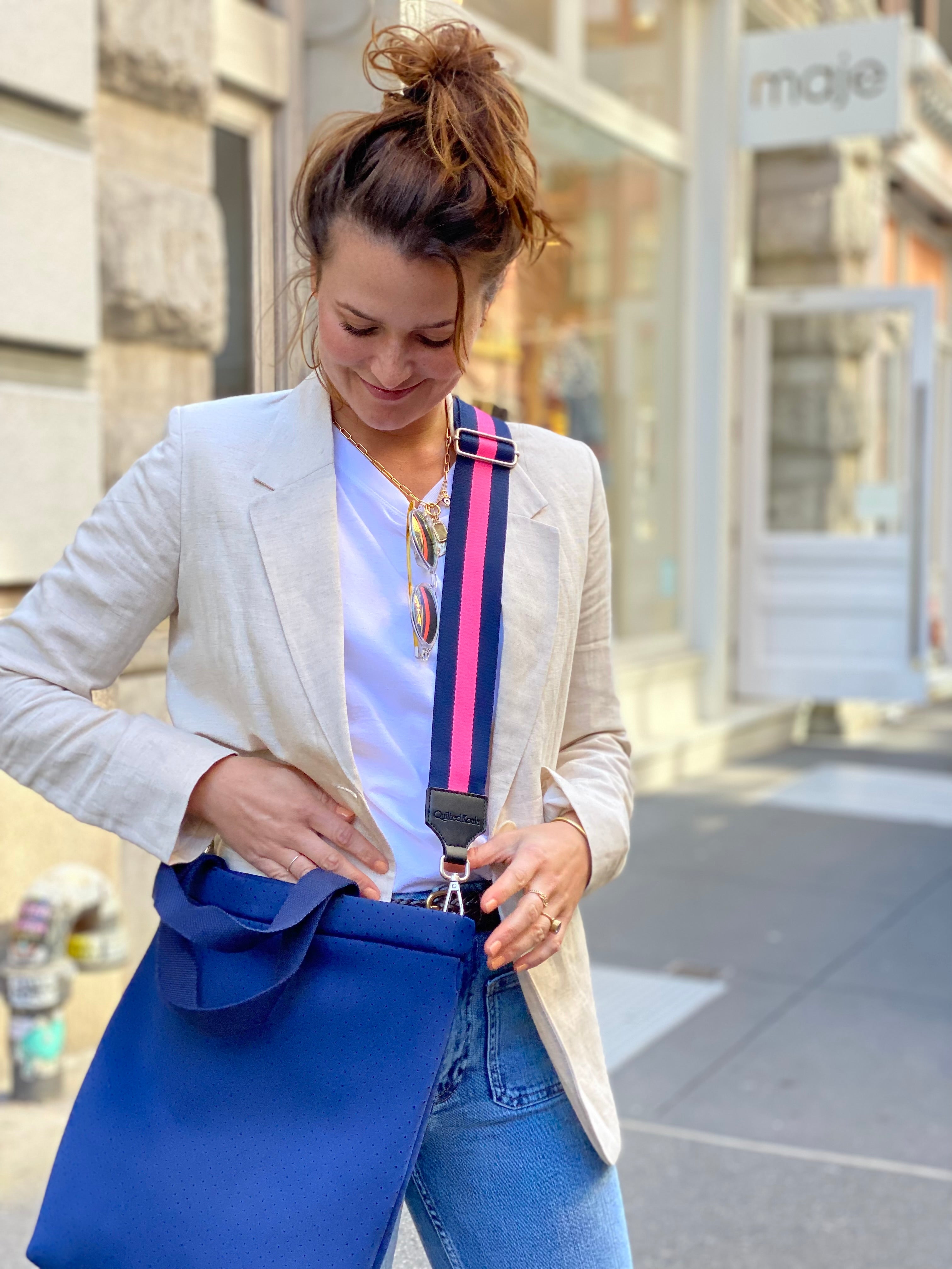 Koala Go! Town Crossbody Bag: Navy Neoprene - Quilted Koala