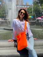 Koala Go! Town Crossbody Bag: Orange Neoprene - Quilted Koala