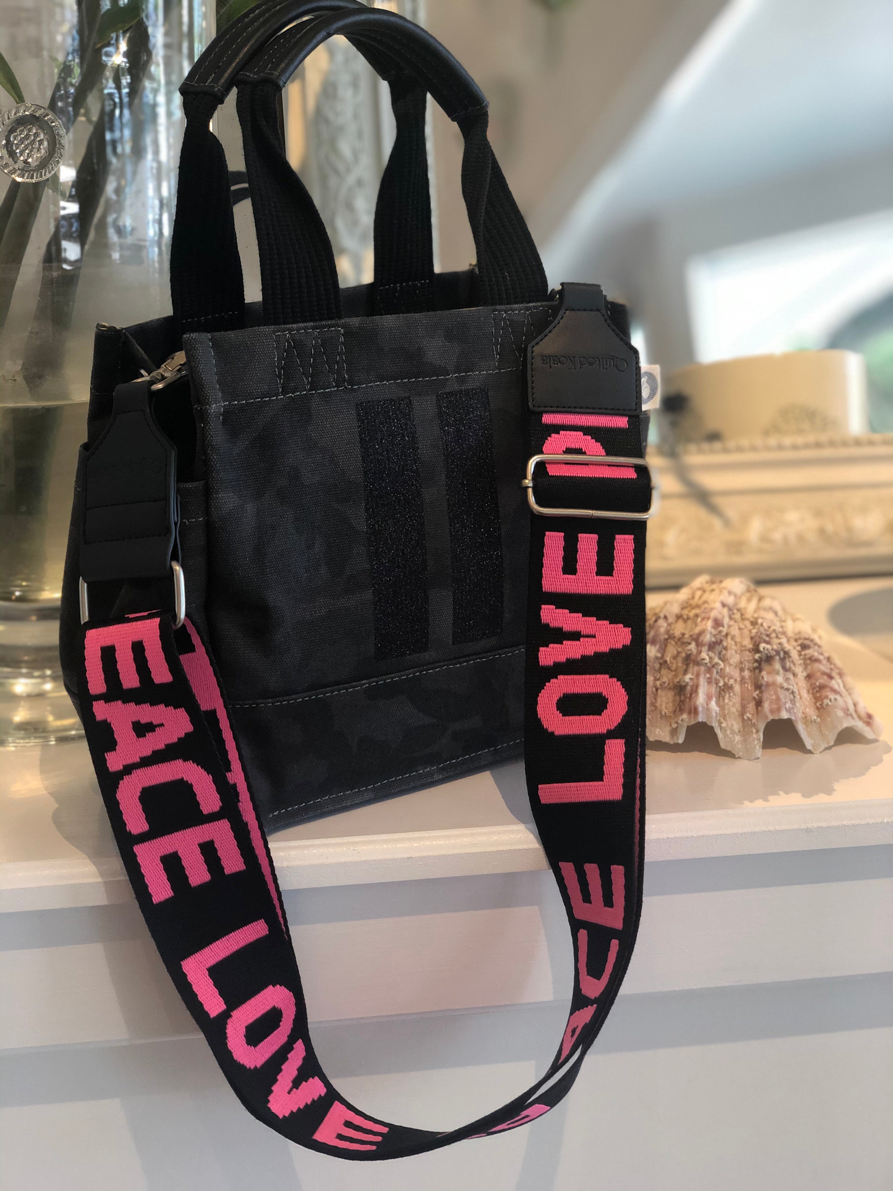 Mini Luxe North South Bag: Black Camouflage - Quilted Koala