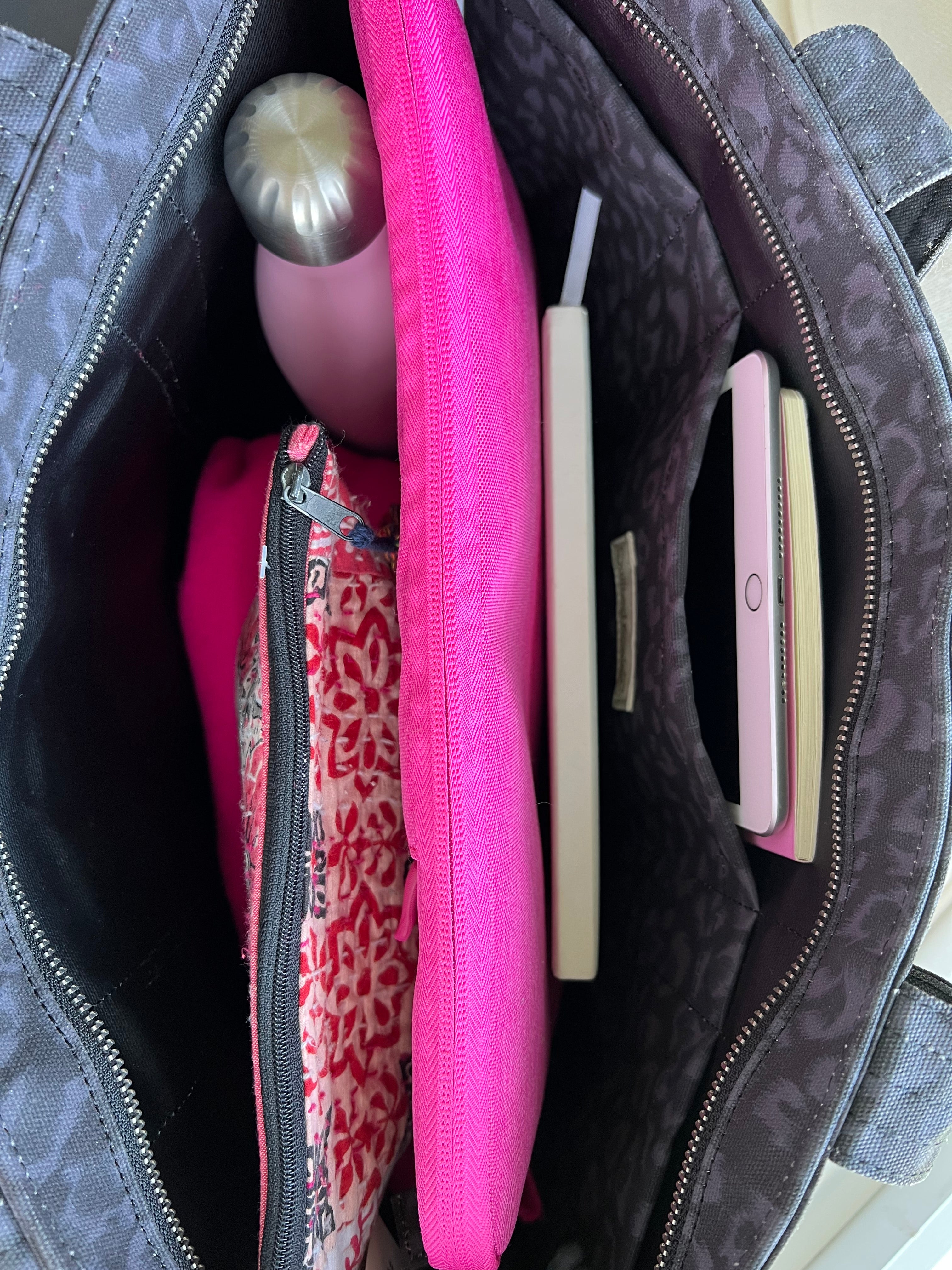 Black Leopard Midi Zipper Tote + FREE Gold Tassel - Quilted Koala