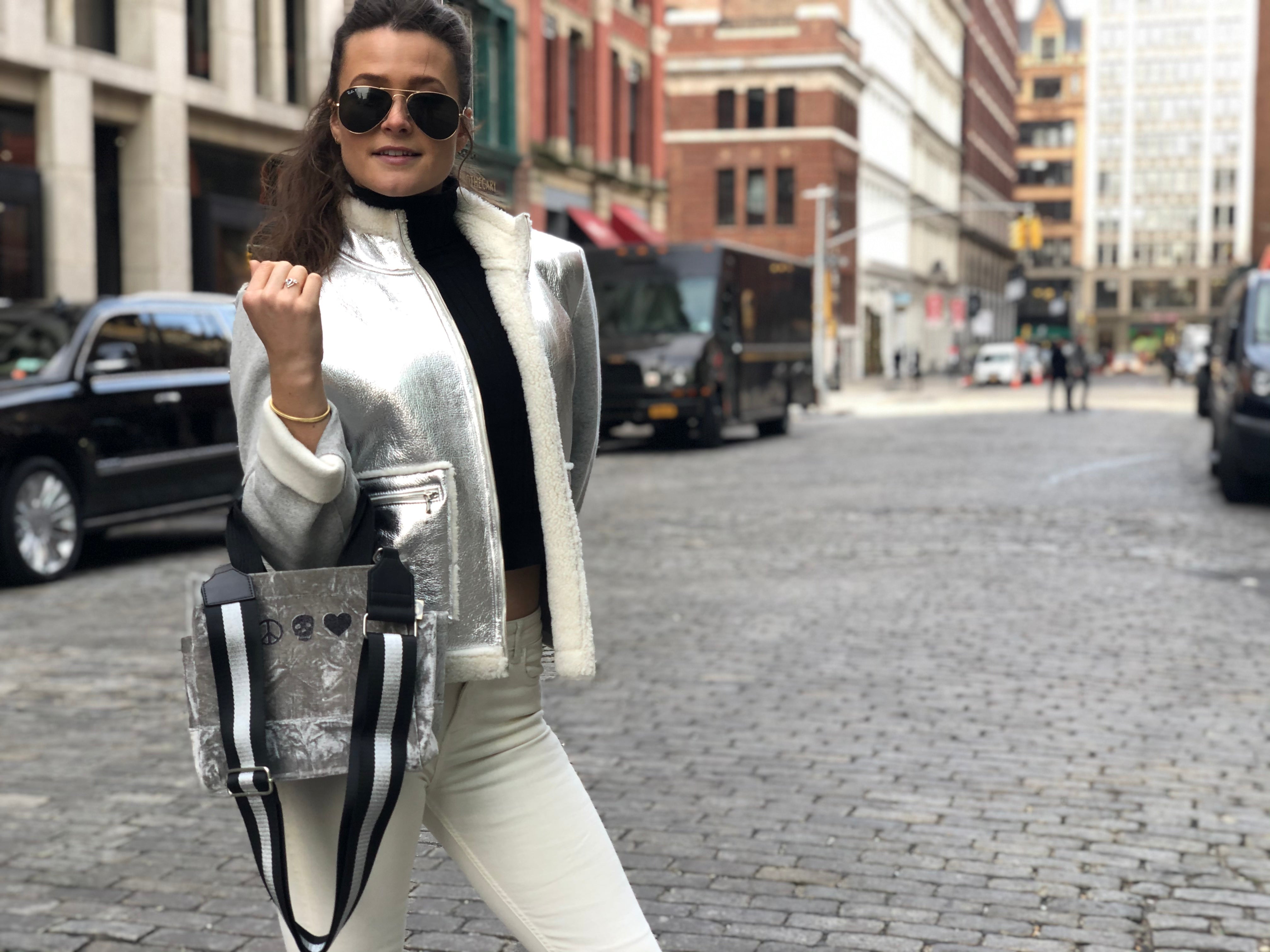 Mini Luxe North South: Grey Crushed Velvet - Quilted Koala