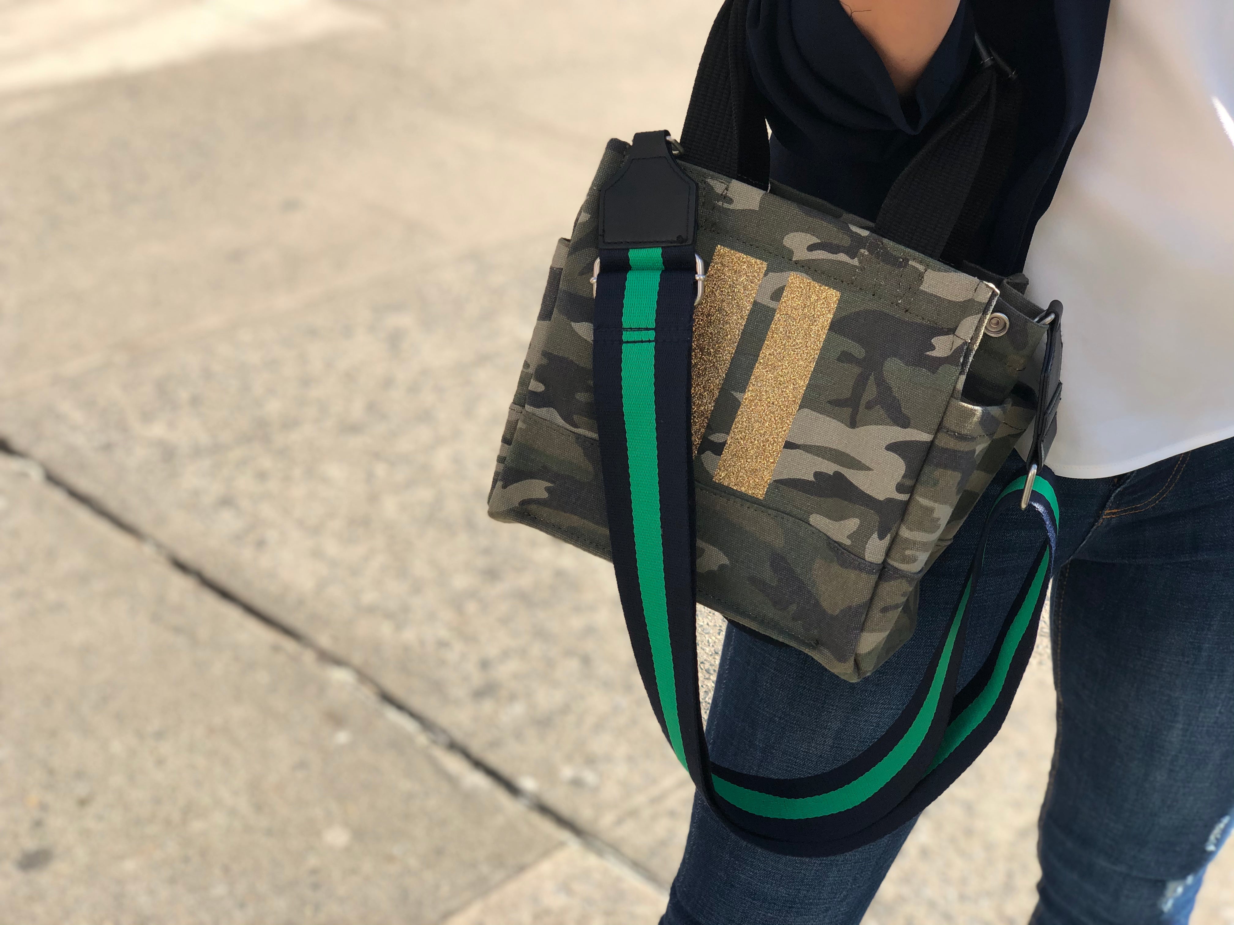 Mini Luxe North South Bag: Green Camouflage - Quilted Koala