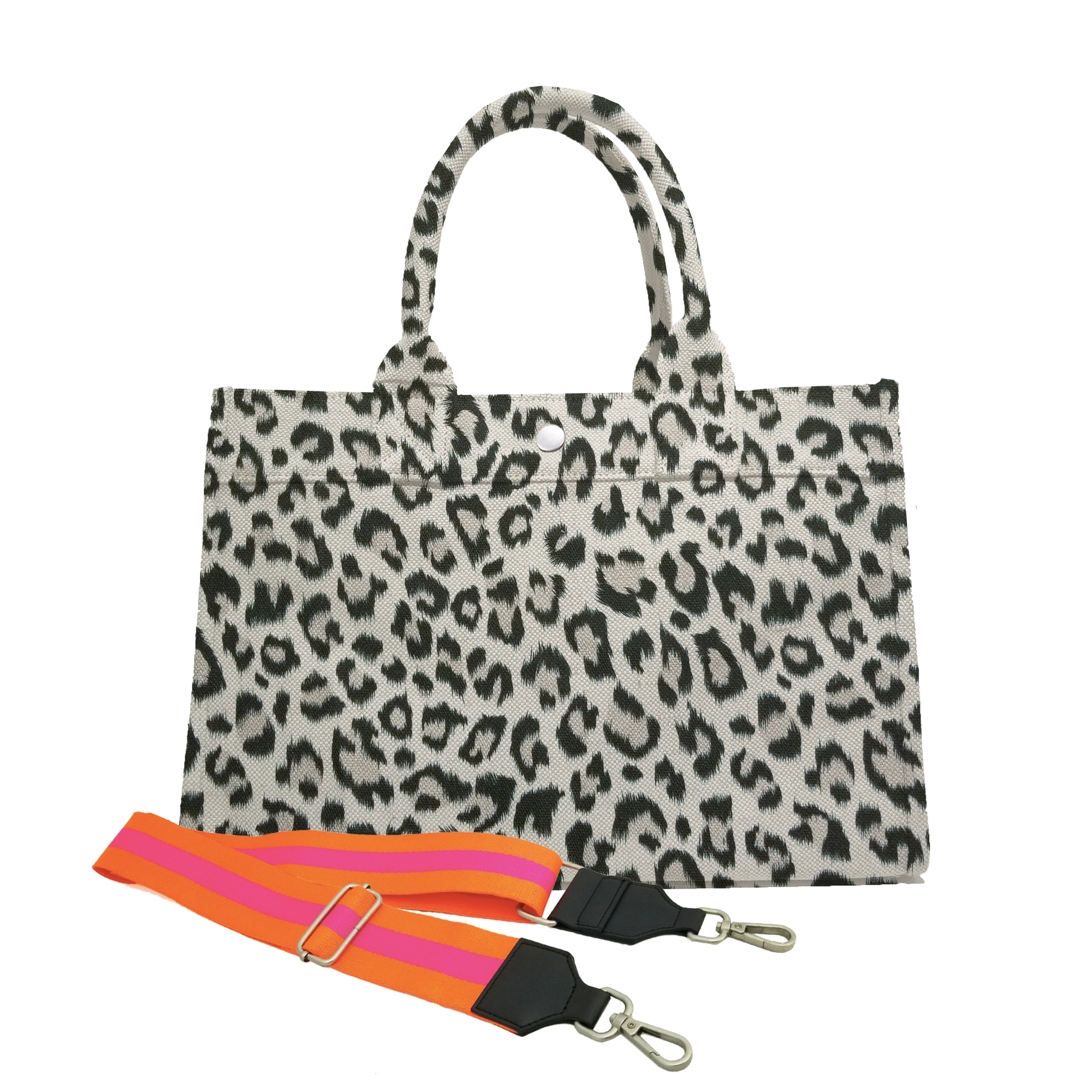 Midi East West Bag: Leopard with Color Stripes - Quilted Koala