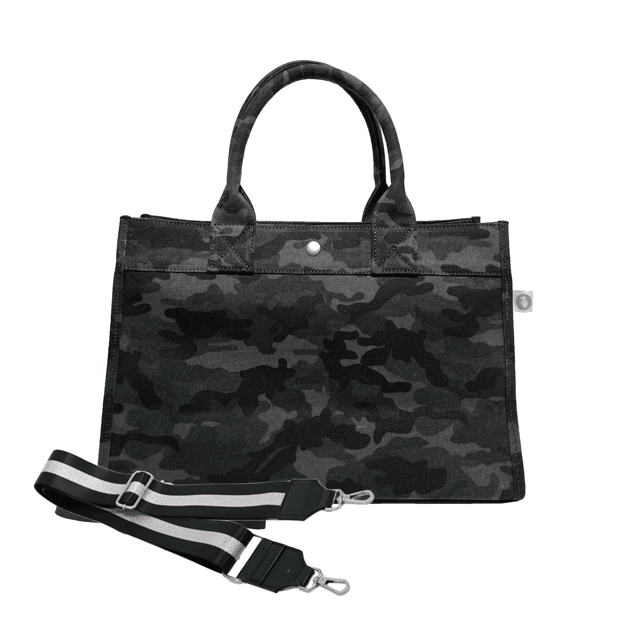 Monogram Stripe Midi East West Bag: Black Camouflage - Quilted Koala