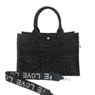 Monogram Stripe: Midi East West Bag- Black Leopard - Quilted Koala