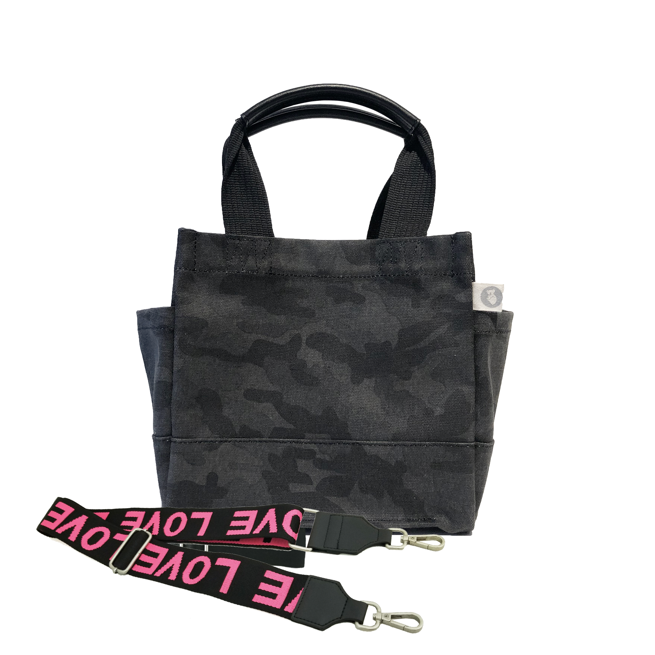 Mini Luxe North South Bag: Black Camouflage - Quilted Koala