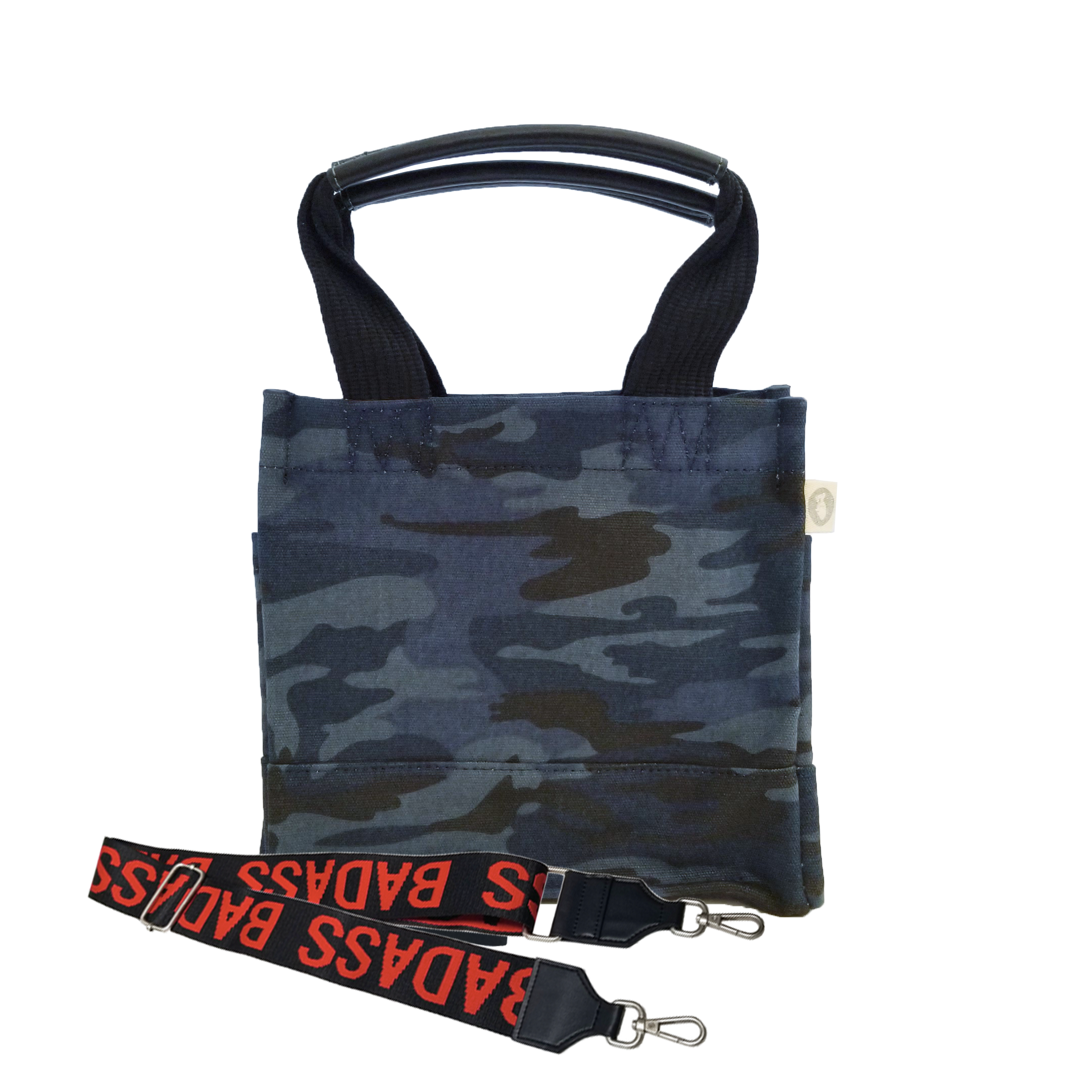Mini Luxe North South: Dark Blue Camouflage with Color Stripes - Quilted Koala