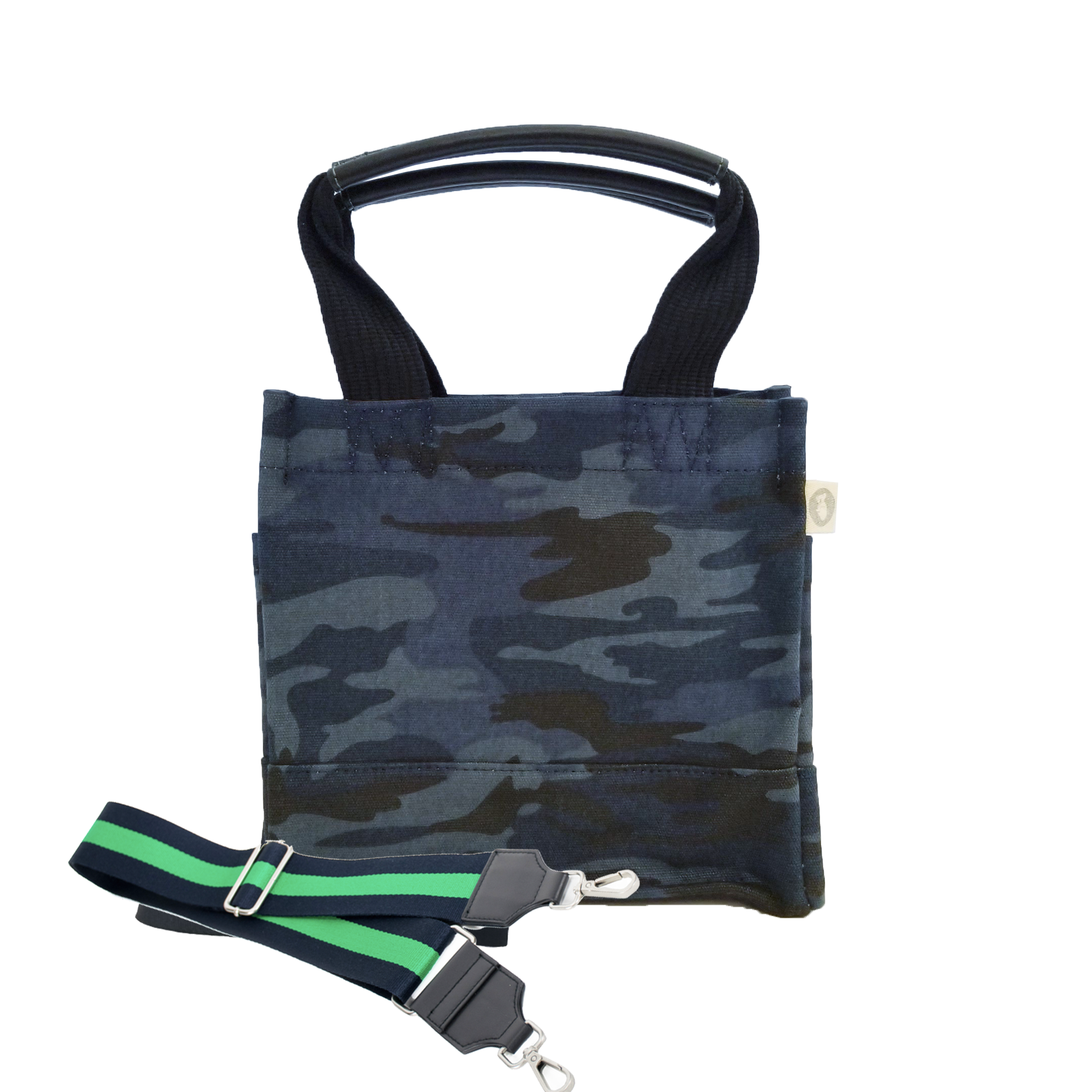 Mini Luxe North South: Dark Blue Camouflage with Color Stripes - Quilted Koala