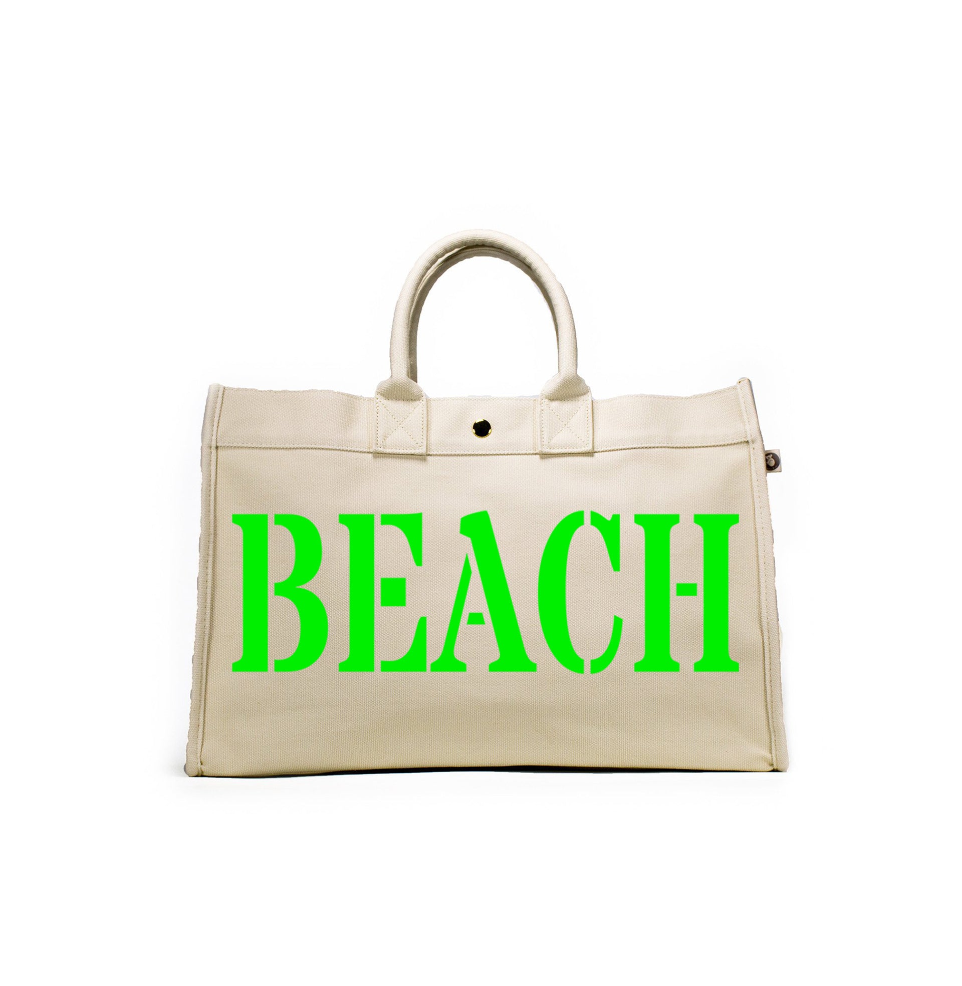East West Bag: Natural with Neon Green Matte BEACH - Quilted Koala