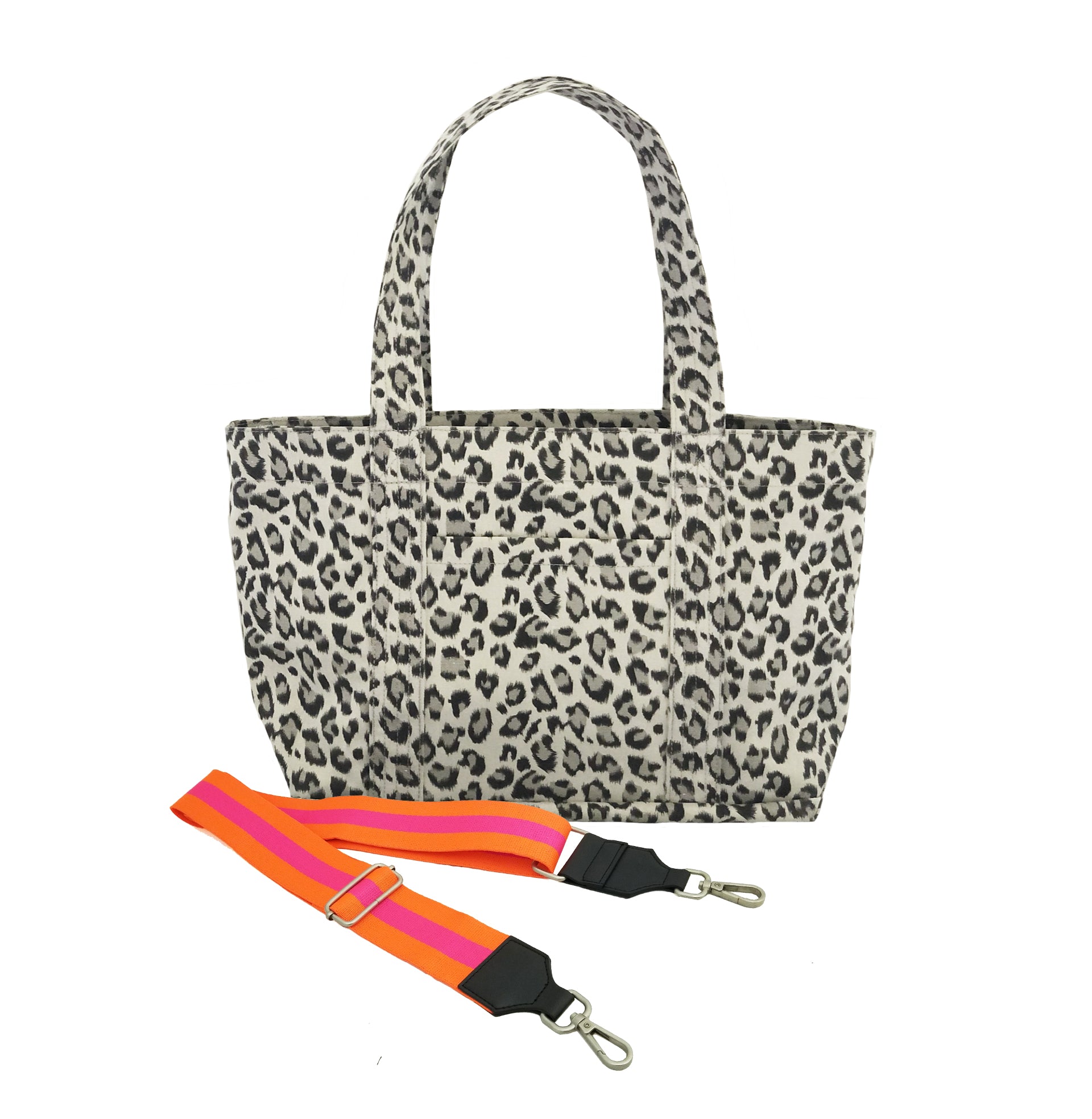 Split Letter Monogram - Midi Zipper Tote: Leopard - Quilted Koala