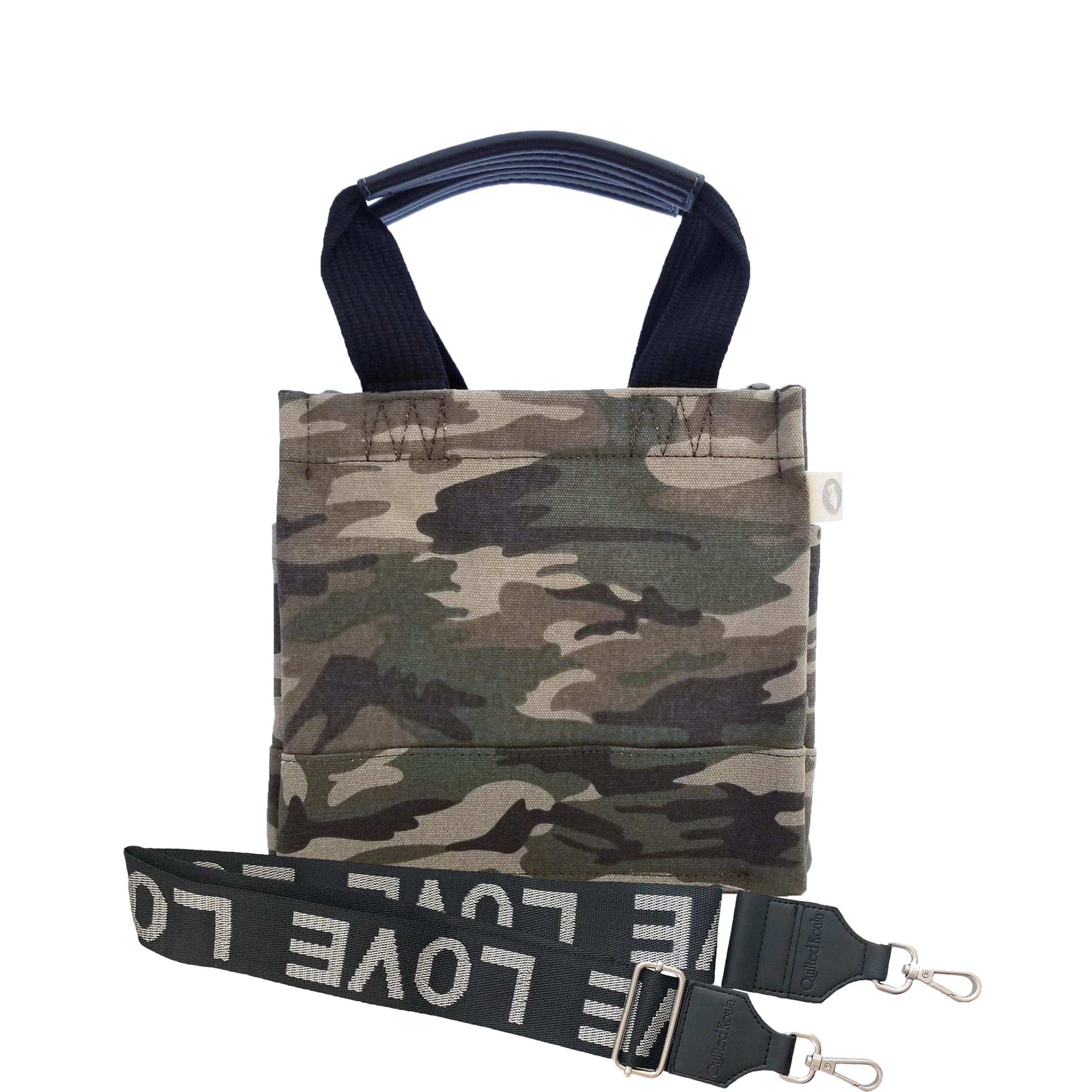 Mini Luxe North South Bag: Green Camouflage - Quilted Koala