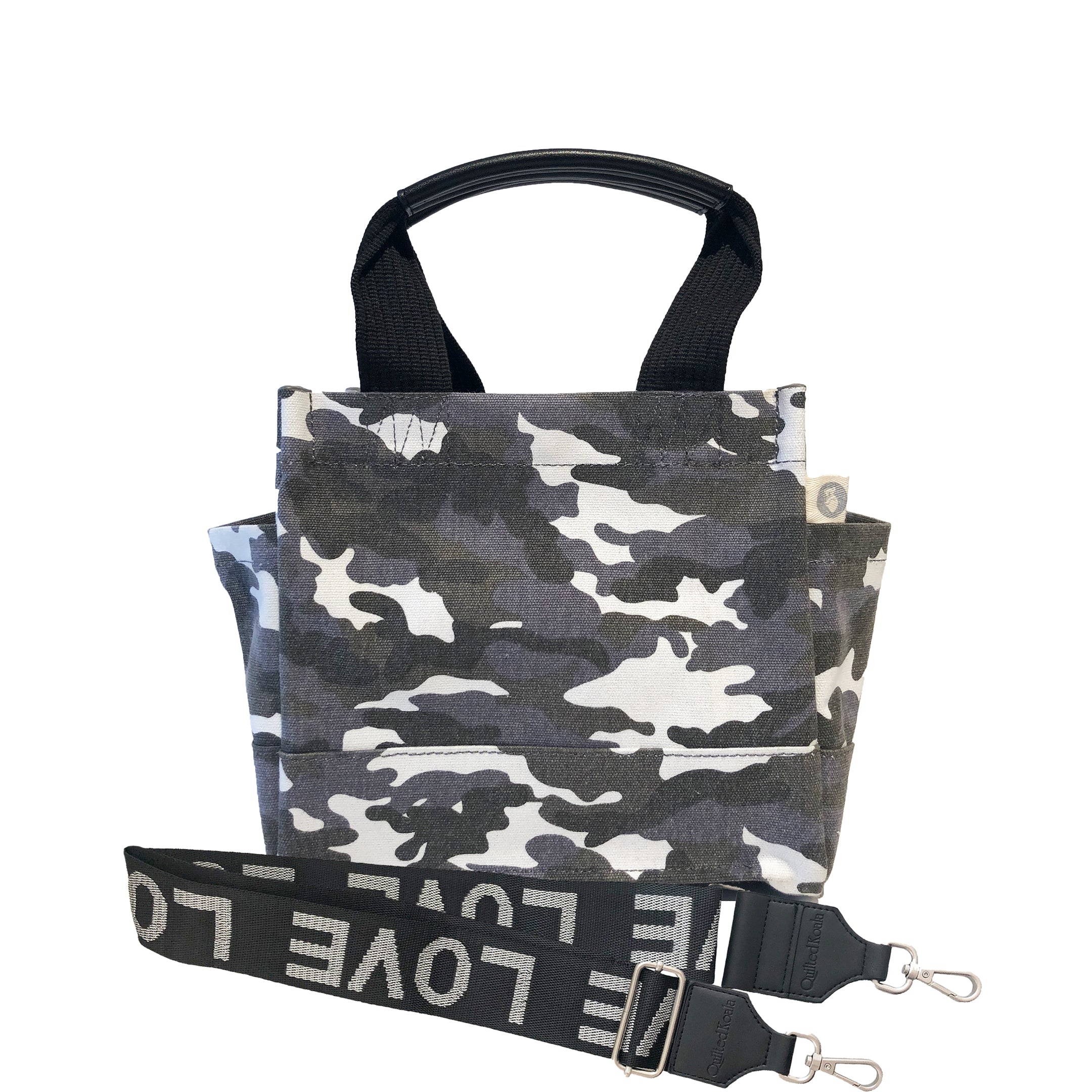 Mini Luxe North South Bag: Grey Camouflage - Quilted Koala