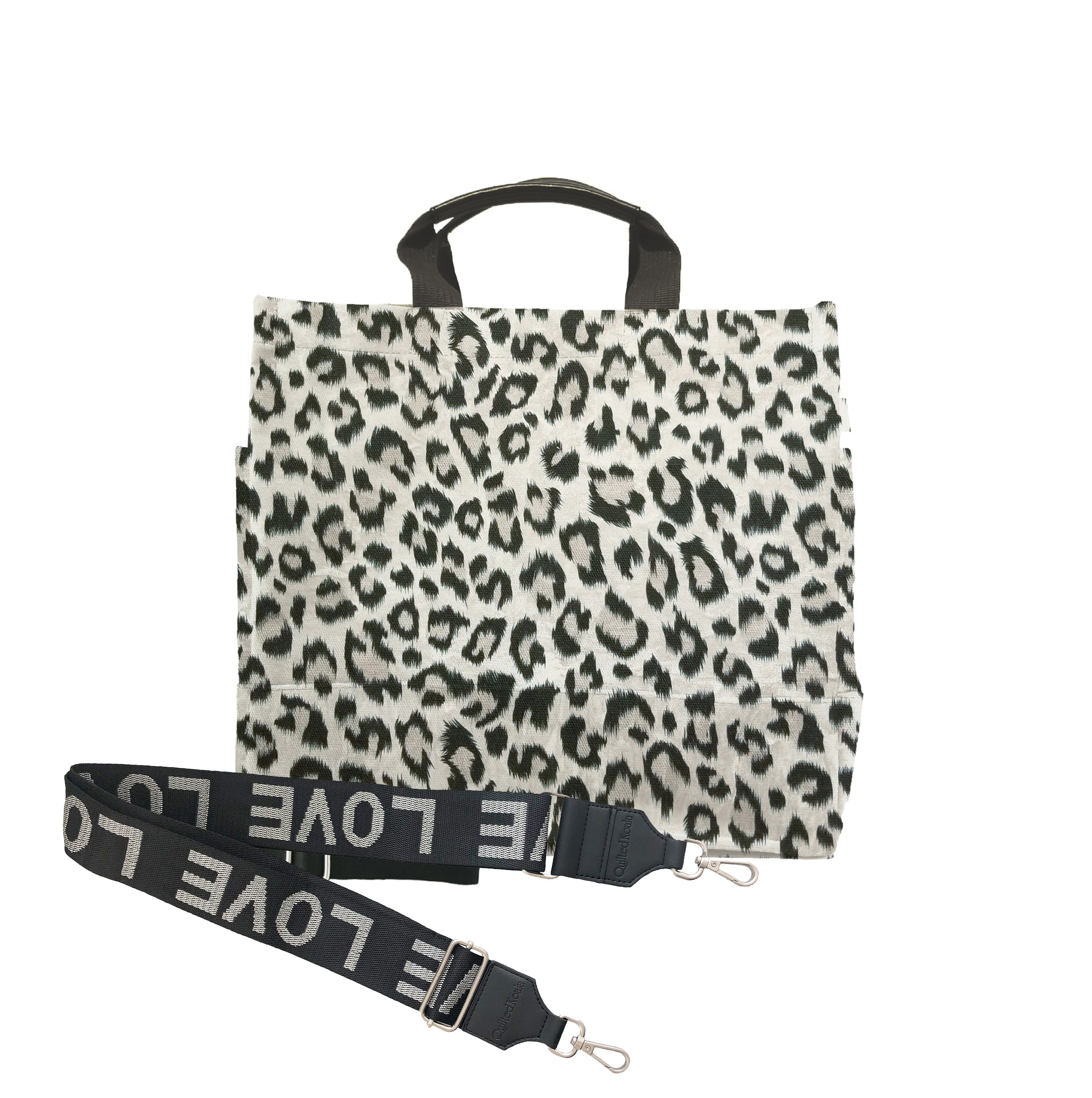 Monogram Split Letter: Leopard Luxe North South Bag - Quilted Koala