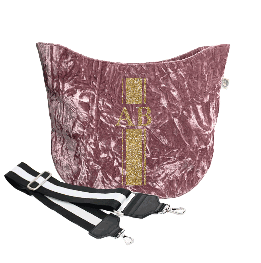 Monogram Stripe City Bag Petal Pink Crushed Velvet - Quilted Koala