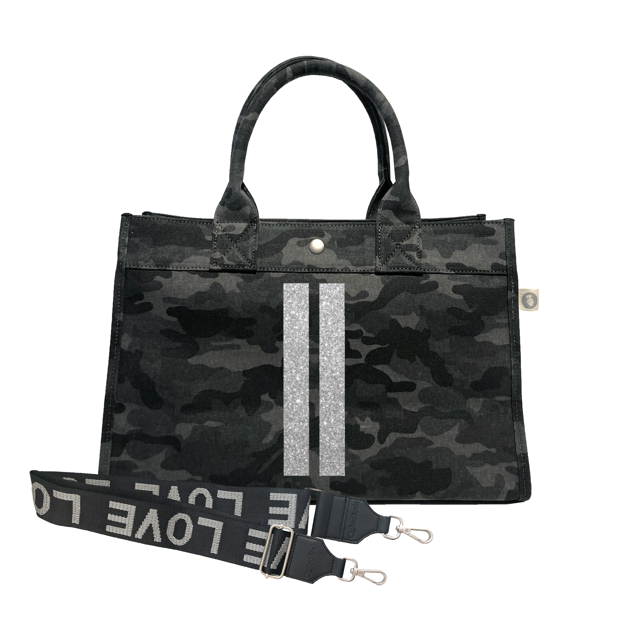 Midi East West Bag: Black Camouflage - Quilted Koala
