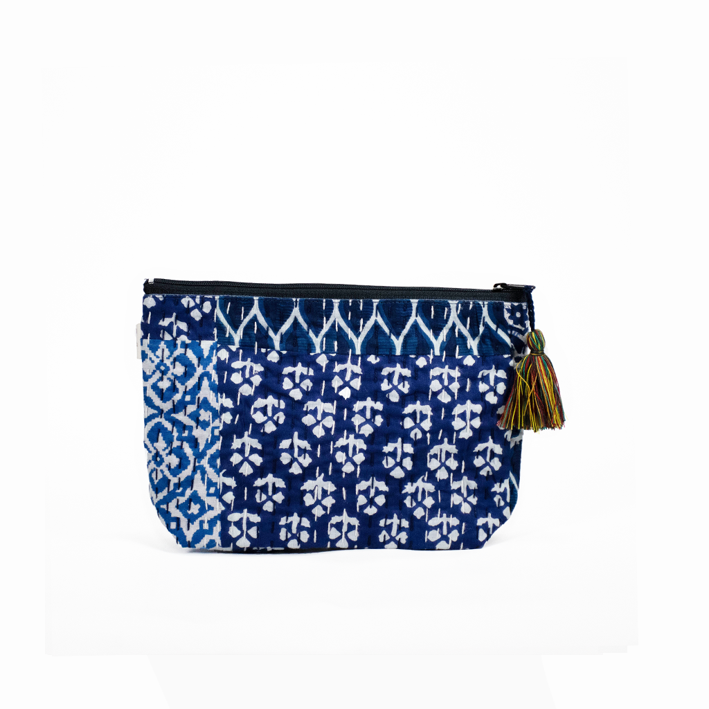 Koala Boho Collection: Makeup Bag in Blue Tones - Quilted Koala