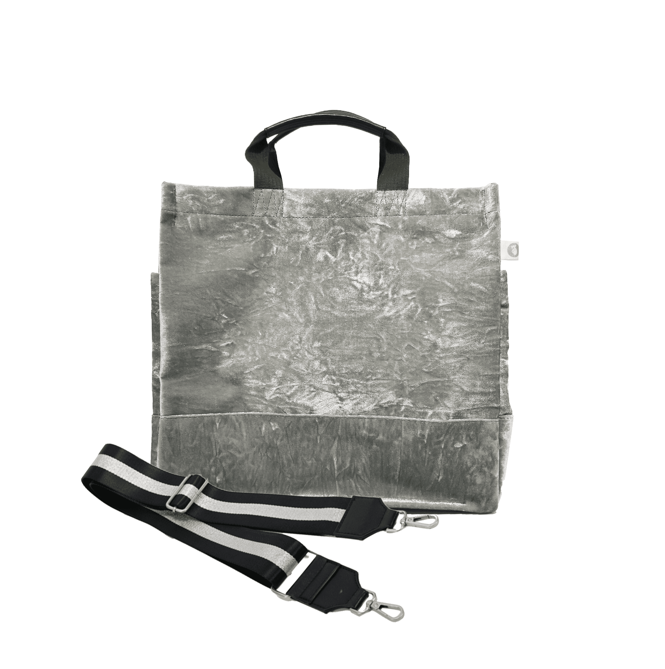 Monogram Stripe Luxe North South: Grey Crushed Velvet - Quilted Koala